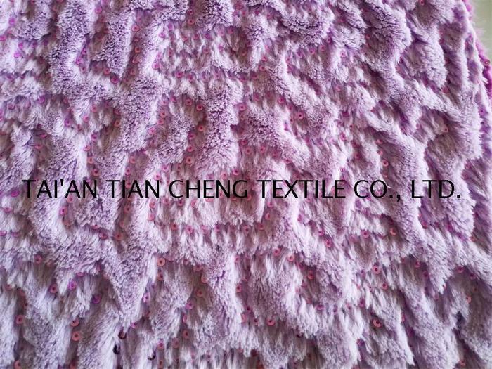 Polyester fur embroidery with glitters 340 GR/M2