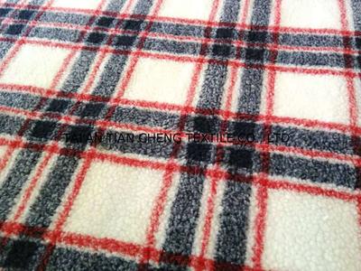 Polyester sherpa fleece in checks jacquard sherpa 500 GR/M