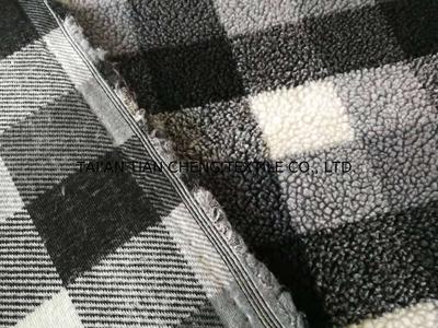 Polyester sherpa fleece in checks jacquard sherpa &nbsp;500 GR/M