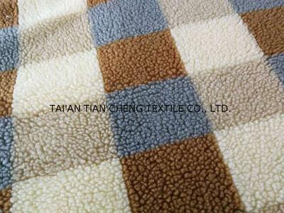 Polyester sherpa fleece in checks jacquard sherpa 500 GR/M